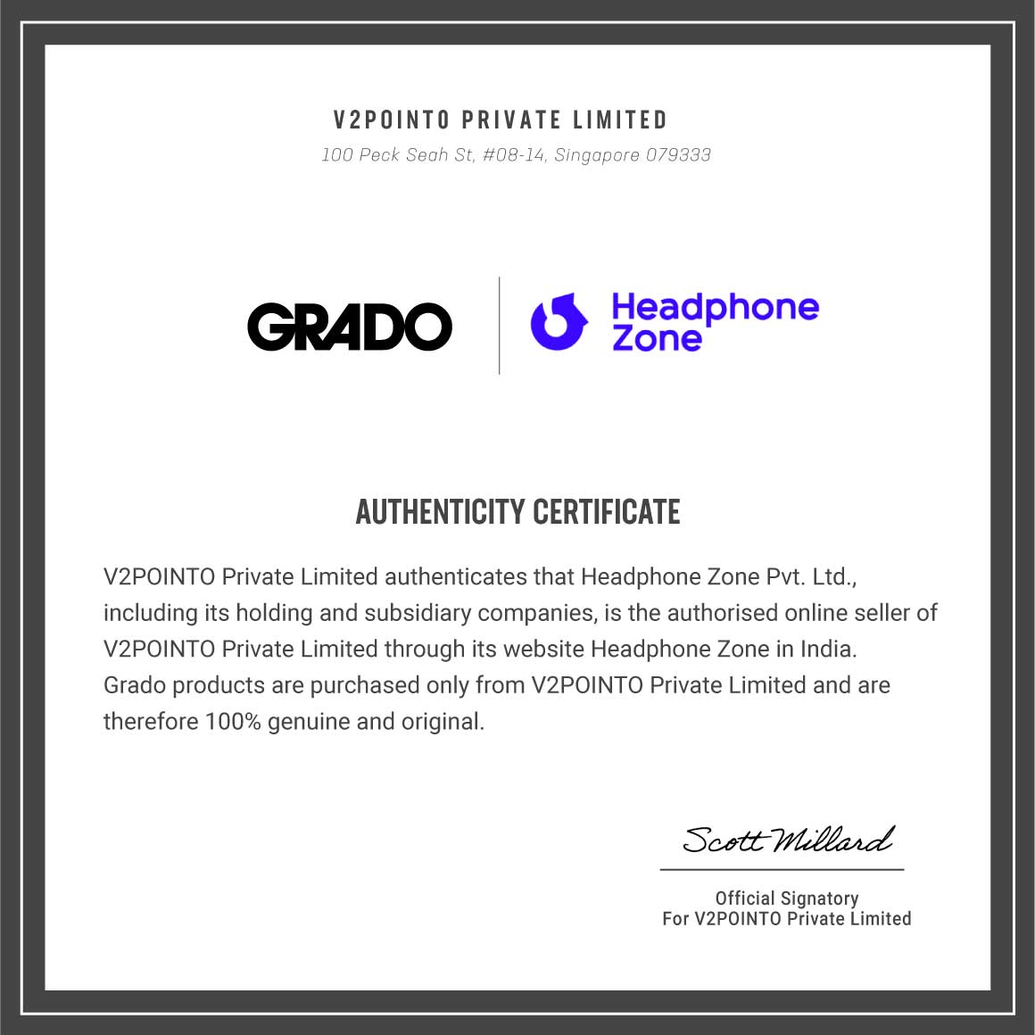 Headphone-Zone-Grado-SR80x-Authenticity-Certificate