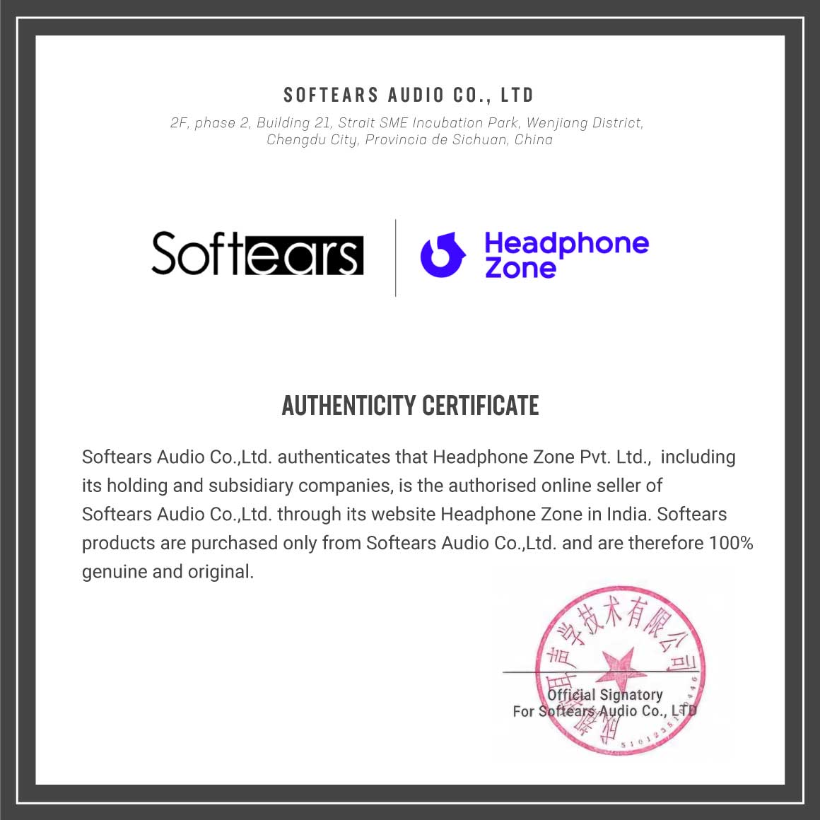 Headphone-Zone-Softears-Volume-Authencity-Certificate