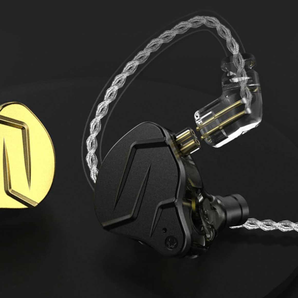  KZ ZSN Pro X in Ear Monitors 1BA with 1DD Dual Driver Wired  Noise Cancelling Earbuds Deep Bass Stereo Sound Headphones with 3.5 Plug  2PIN Detachable Tangle-Free Cable (Gold, with Mic) 
